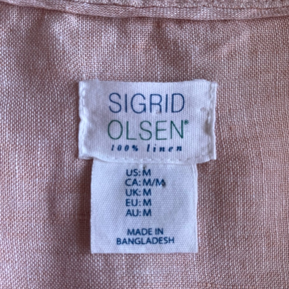 Sigrid Olsen Linen button front top with pockets M - Picture 7 of 8